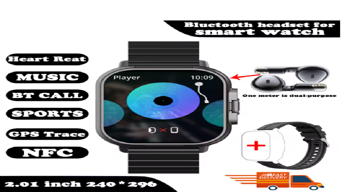 Smart Watch 2 in 1 With Earphone