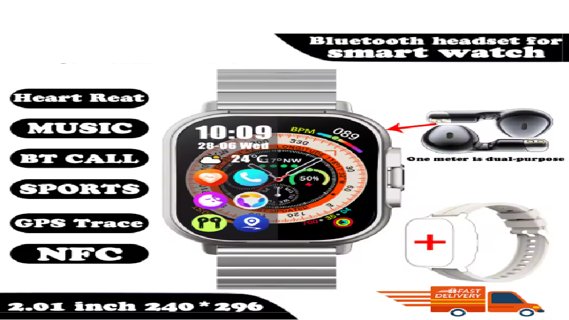 Smart Watch 2 in 1 With Earphone