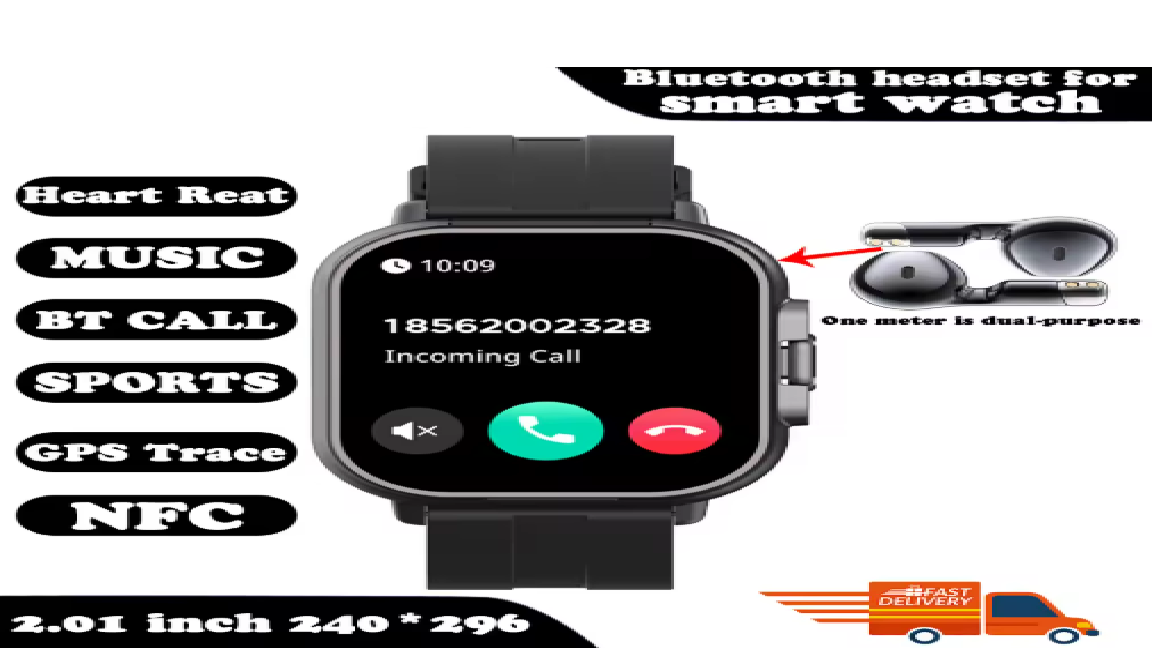 Smart Watch 2 in 1 With Earphone