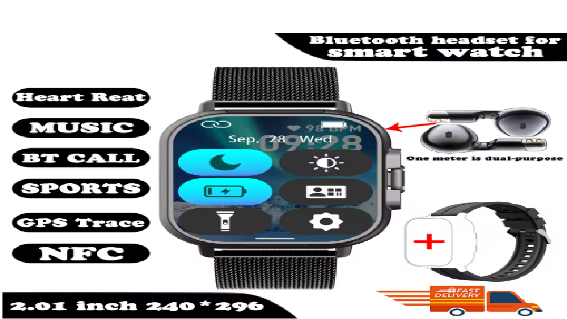 Smart Watch 2 in 1 With Earphone