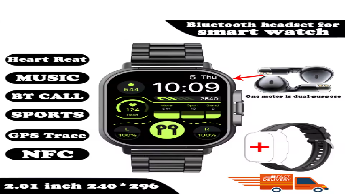 Smart Watch 2 in 1 With Earphone