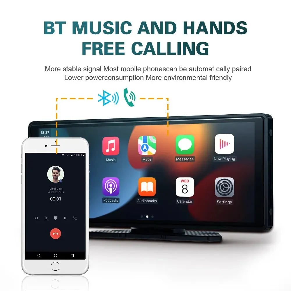 XUDA Universal 10,26 pollici Autoradio Multimediale WIFI Lettore Video Wireless Carplay e Android Auto per Apple o Android Lettore MP5 