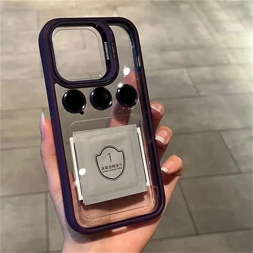 Camera Stand Cases with Lens Protection For iPhone 15 Pro Max (with Free Camera Lens)