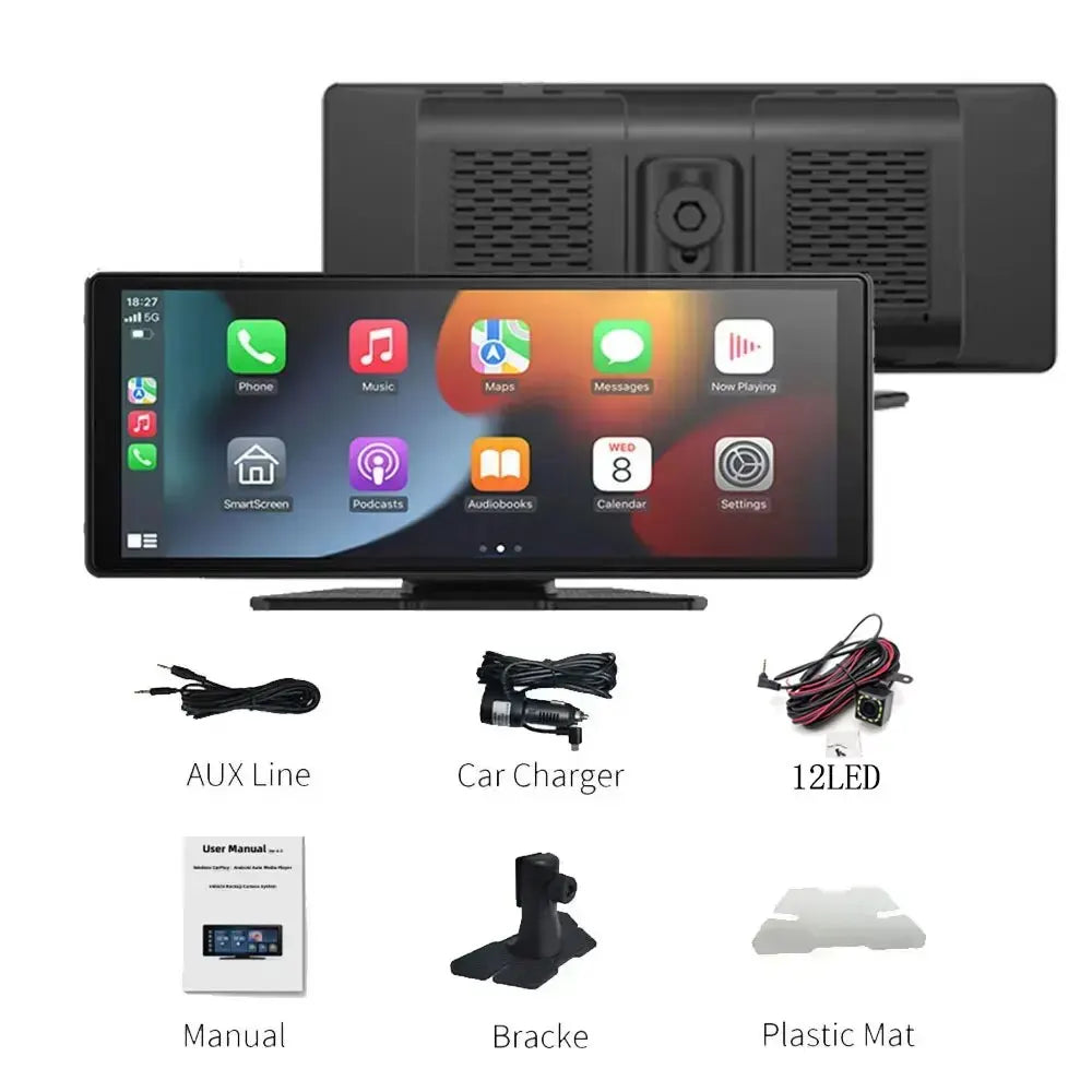 XUDA Universal 10,26 pollici Autoradio Multimediale WIFI Lettore Video Wireless Carplay e Android Auto per Apple o Android Lettore MP5 