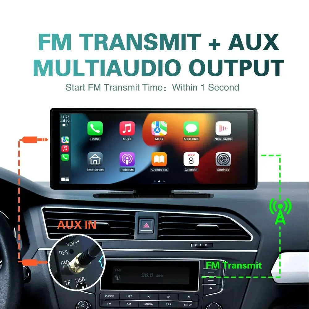 XUDA Universal 10,26 pollici Autoradio Multimediale WIFI Lettore Video Wireless Carplay e Android Auto per Apple o Android Lettore MP5 