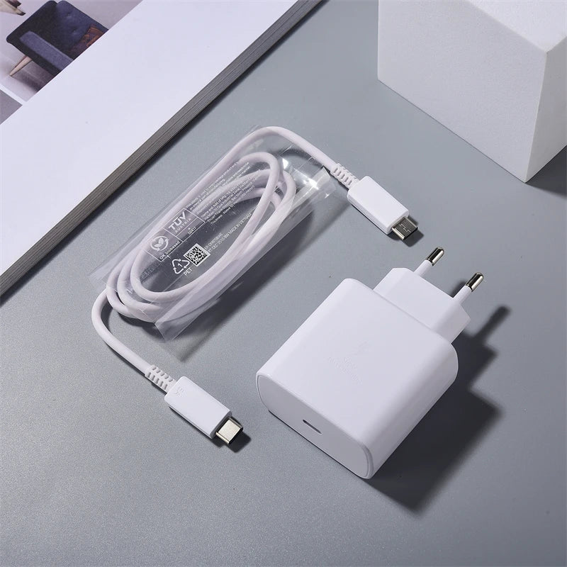SAMSUNG 45W Super Fast Charger for Galaxy S24 S25 Z Flip Fold 6 5 4 S24 S23 S22 Note20 Ultra Plus A55 5A USB C to USB C PD Cable