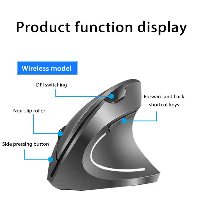 Mouse da gioco ergonomici verticali wireless Bluetooth 2.4GHz - Tastiere elettroniche regolabili a 1600 DPI