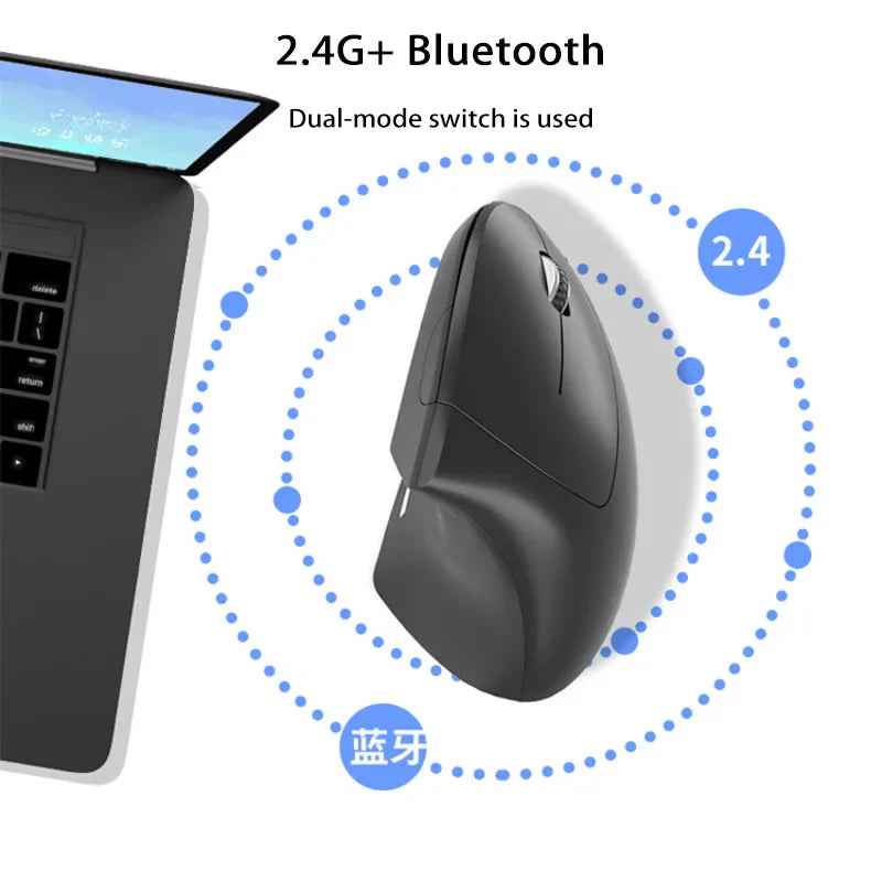 Mouse da gioco ergonomici verticali wireless Bluetooth 2.4GHz - Tastiere elettroniche regolabili a 1600 DPI