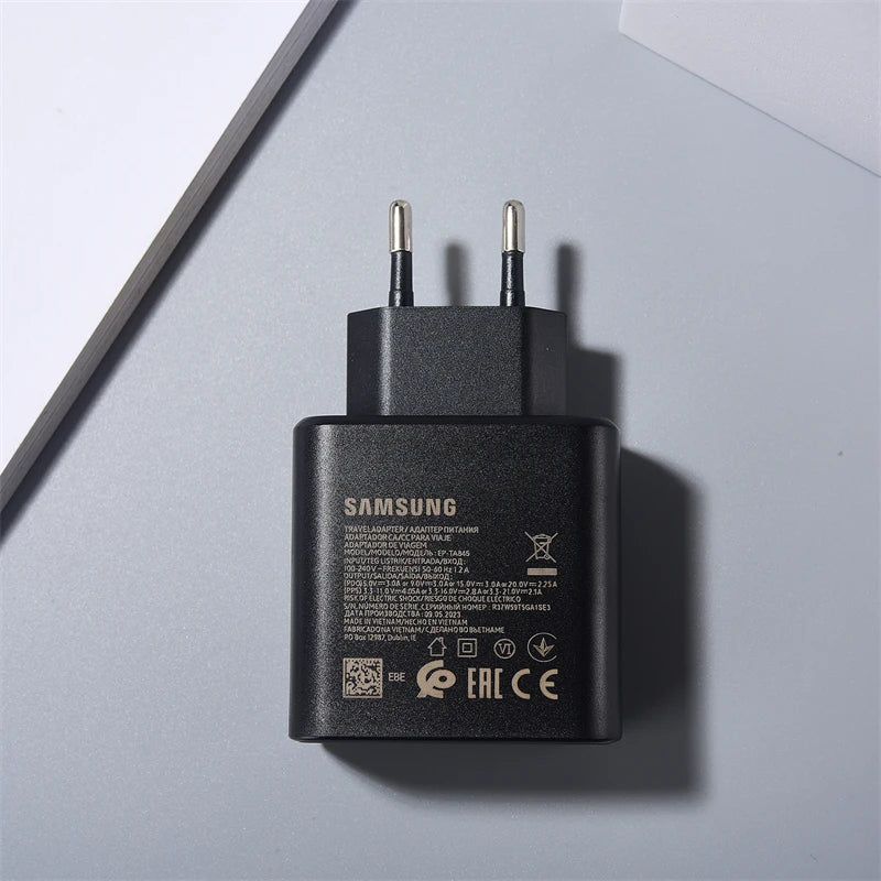 SAMSUNG 45W Super Fast Charger for Galaxy S24 S25 Z Flip Fold 6 5 4 S24 S23 S22 Note20 Ultra Plus A55 5A USB C to USB C PD Cable