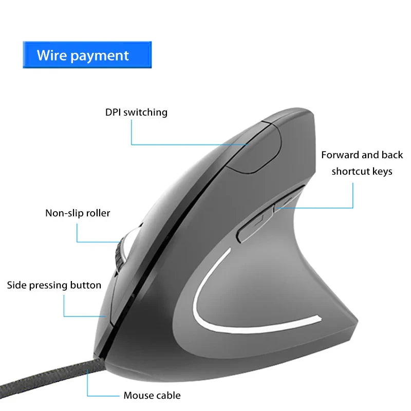 Mouse da gioco ergonomici verticali wireless Bluetooth 2.4GHz - Tastiere elettroniche regolabili a 1600 DPI