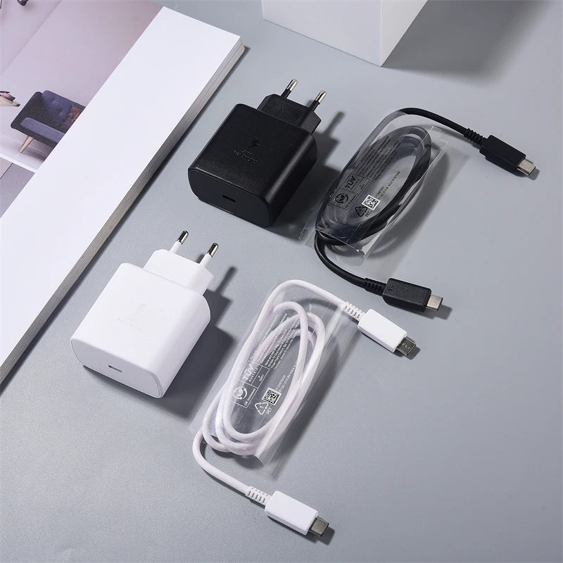 SAMSUNG 45W Super Fast Charger for Galaxy S24 S25 Z Flip Fold 6 5 4 S24 S23 S22 Note20 Ultra Plus A55 5A USB C to USB C PD Cable