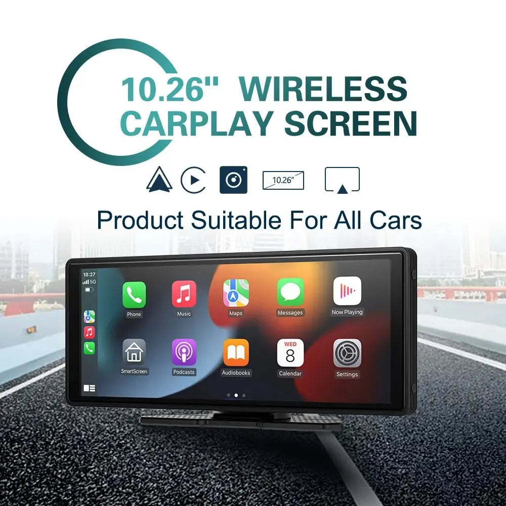 XUDA Universal 10,26 pollici Autoradio Multimediale WIFI Lettore Video Wireless Carplay e Android Auto per Apple o Android Lettore MP5 