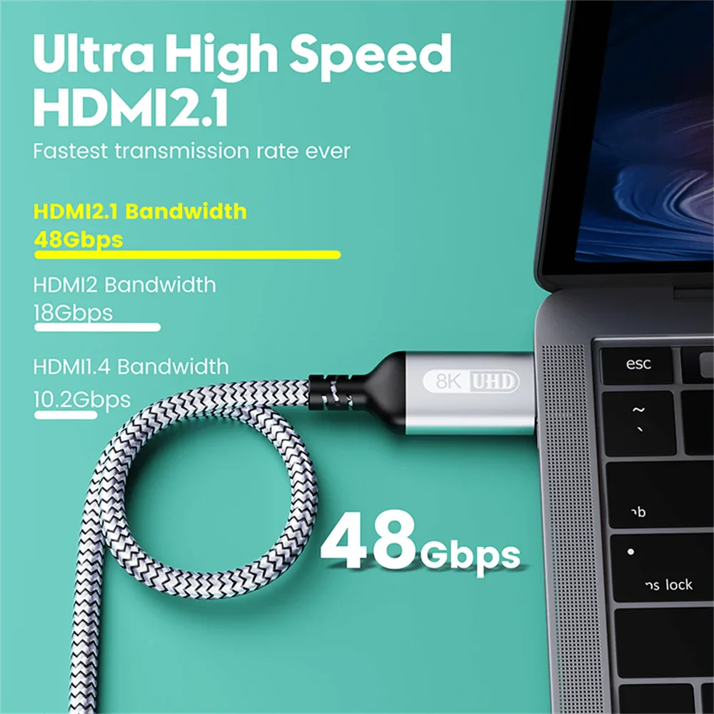 Cavo Vothoon 8K 2.1 120Hz 4K compatibile con HDMI 8K Ultra High Speed ​​HDR eARC per HDTV, XBox, Proiettore, PS5