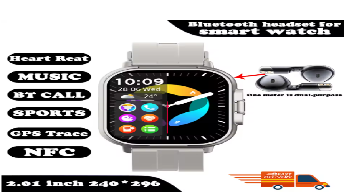 Smart Watch 2 in 1 With Earphone