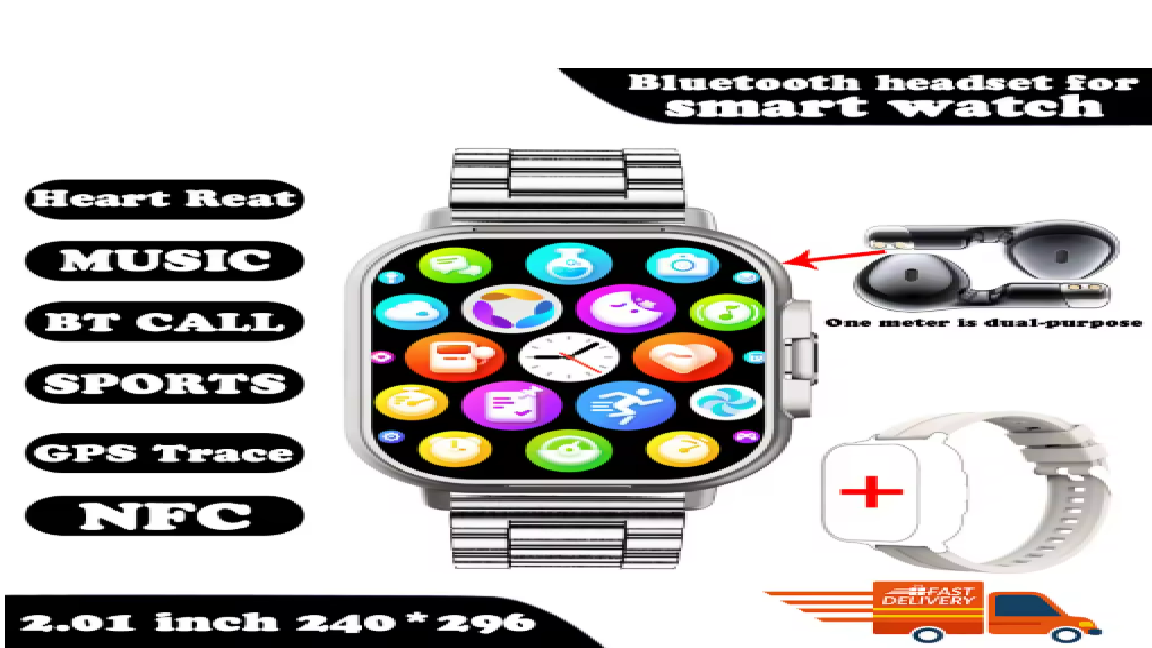 Smart Watch 2 in 1 With Earphone