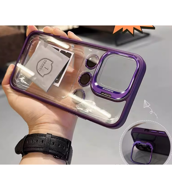 Camera Stand Cases with Lens Protection For iPhone 15 Pro Max (with Free Camera Lens)